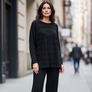 Lisa Ashley Originals Women's 2 Piece Long Sleeve Sweater & Slack Black Size M